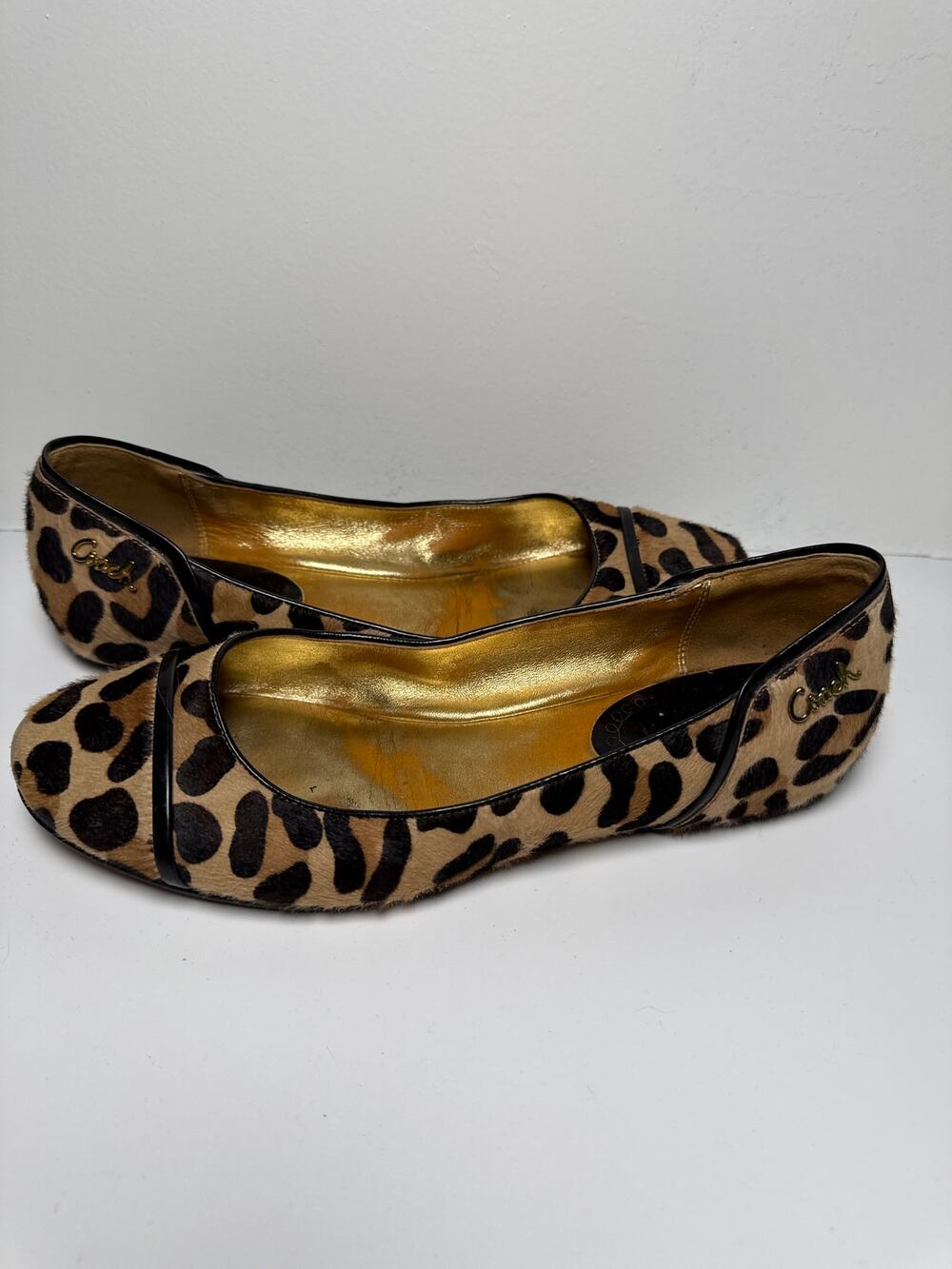 Coach Randy Leopard Print Calf Hair Ballet Flats Animal Print Womens Size 8